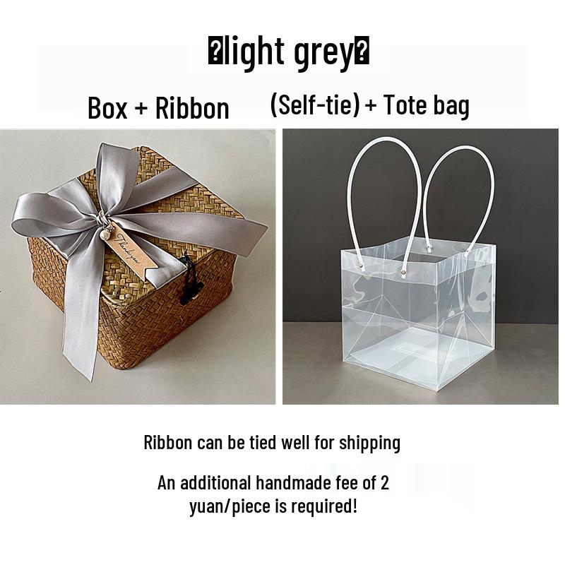 Square Handwoven Bamboo Gift Basket with Lid - High-end Candy Box and Wedding Favor