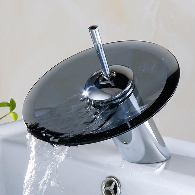 Matte Stainless Steel Single Hole Deck Mount Waterfall Bathroom Faucet Hot Cold Vanity Sink Tap