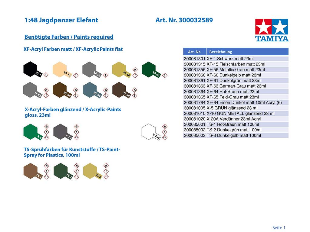 Tamiya Military Miniature Series 89 German Heavy Tank Destroyer Elefant Plastic Model 32589 1/48 No.