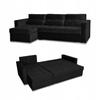 Varius Corner Sofa Bed with Sleeping Function Family Furniture Corner Sofa Black Velvet