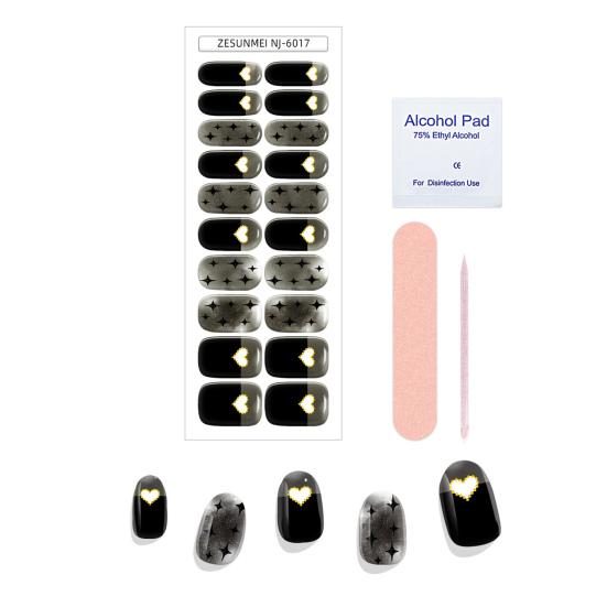 20Pcs Semi Cured Gel Nail Strips Long Lasting Easy Apply Remove UV Light Required Self-adhesive Nail Sticker Waterproof Decorative Nail Wrap