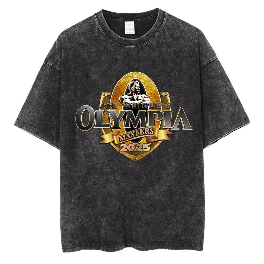 2026 Summer Hot Sale Olympia Gym Washed Graphic T-shirt Men Women Streetwear Oversized T-shirt Harajuku Hip Hop Punk T-shirt
