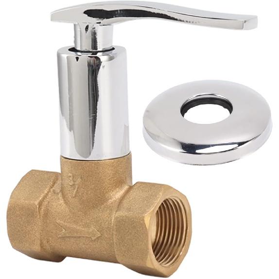 Water Stop Valve 3/4in Concealed Ceramic Brass Electroplated Water Valve Water Shut Off Valve for Kitchen Bathroom