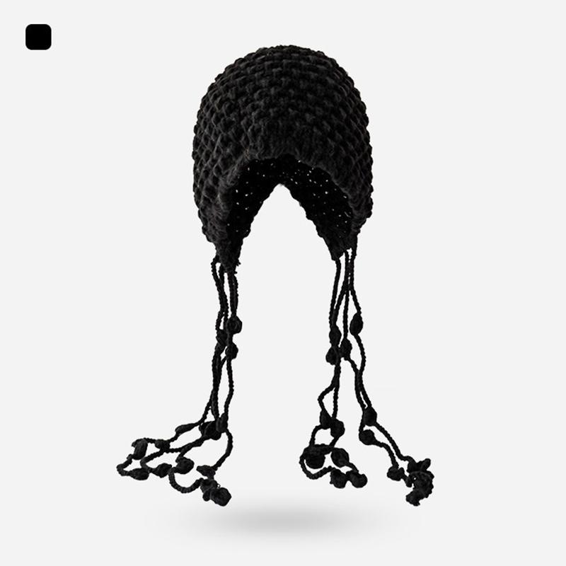 1 шт. Вязаная крючком цветная шапка для женщин, зимняя, вязаная шапка-бини с ушками, кисточкой, помпоном