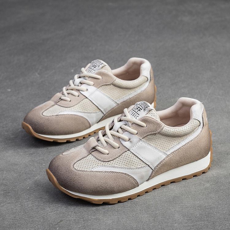 Johnature Кроссовки из натуральной кожи, повседневная спортивная обувь, универсальные женские туфли на плоской подошве в стиле ретро с круглым носком на шнуровке