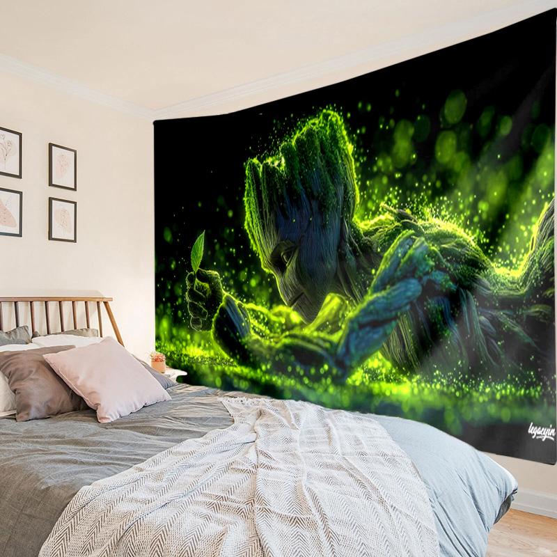 Groot Printed Tapestry, Unique Design Tapestry, Wall Decor for Bedroom,Livingroom, Playroom,Heartwarming Fan Holiday Gifts