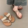Spot Version~ Outer Wear Cover Toe Cool Slippers Women's Ins Style Bohemian with Skirt Flat Bottom Simple One-word Slippers Summer