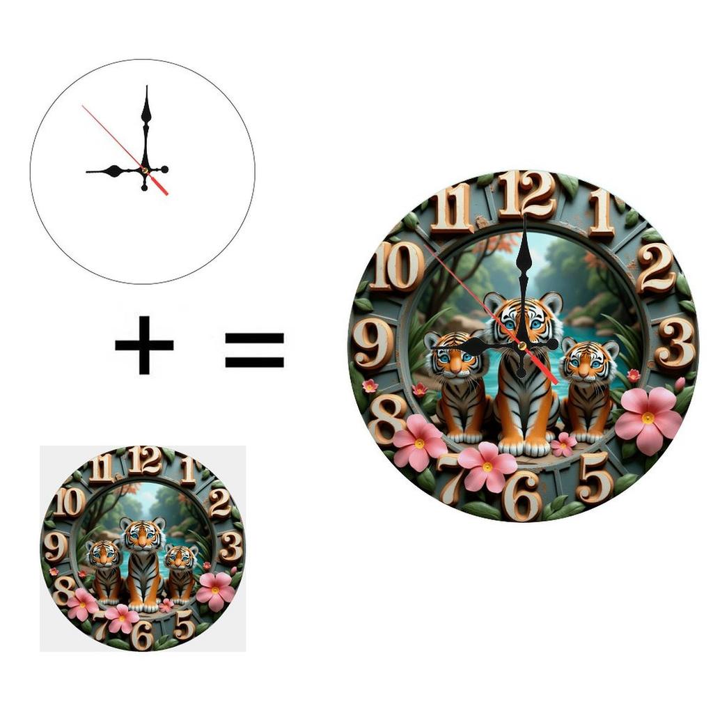 25x25cm Wood Wall Clock with a Small Groove to Hold a Pen or Stylus