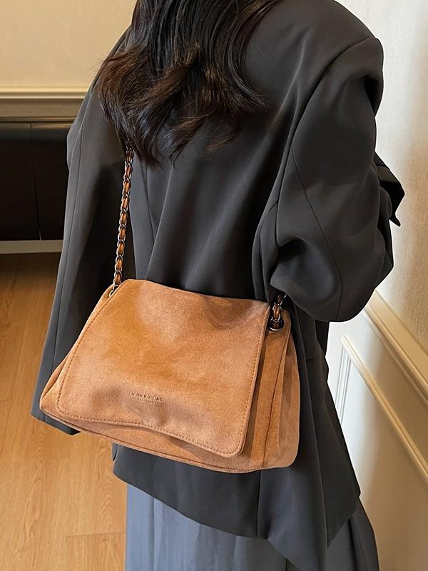 2025 Осень/Зима Ретро Матовая Женская Универсальная Сумка на Одно Плечо с Цепочкой