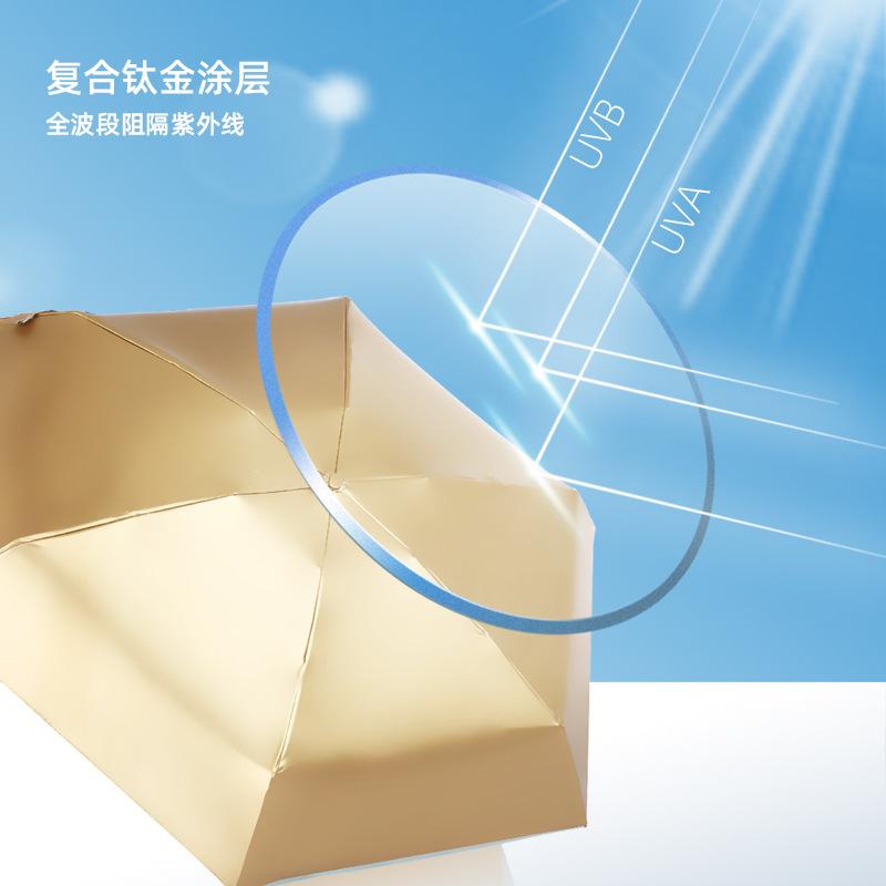 Flat 60% Fold Pocket Umbrella, Sun Card Umbrella, Gold Glue, Sun Protection and Sun Protection Umbrella, Small Fresh Umbrella, Women's Folding