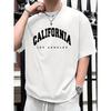 Летняя мужская футболка из 100% чистого хлопка, повседневная, свободного кроя, плюс спортивная, удобная, с круглым вырезом, с коротким рукавом, с принтом CALIFORNIA