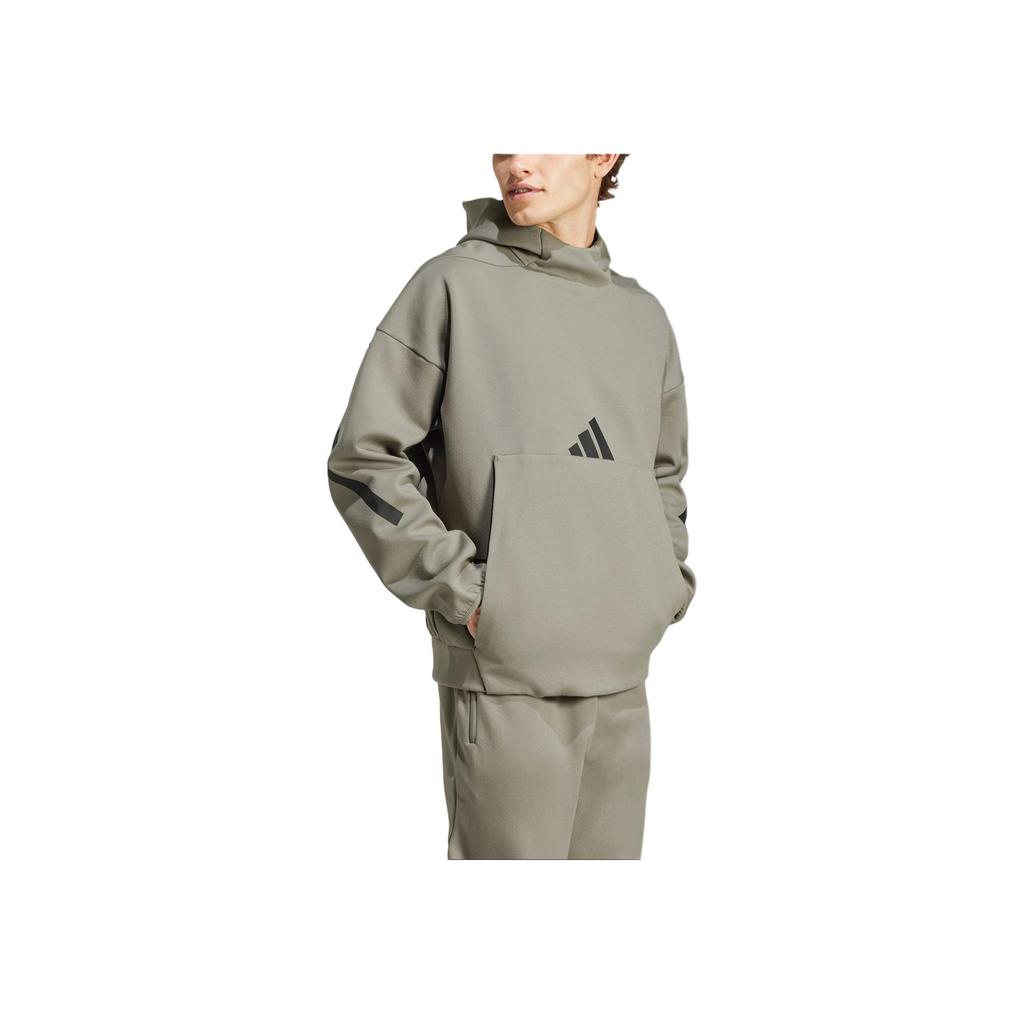 adidas Толстовка с капюшоном Zne с логотипом бренда, двухсторонняя, трикотажная, удобная, для тренировок, мужские толстовки с капюшоном, коричневые JE3071