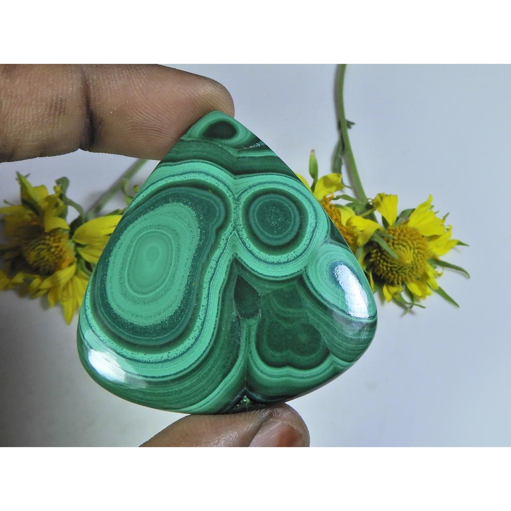 AA++ натуральный зеленый малахит груша кабошон россыпью драгоценный камень 45X49X04MM 109 карат. Д-45