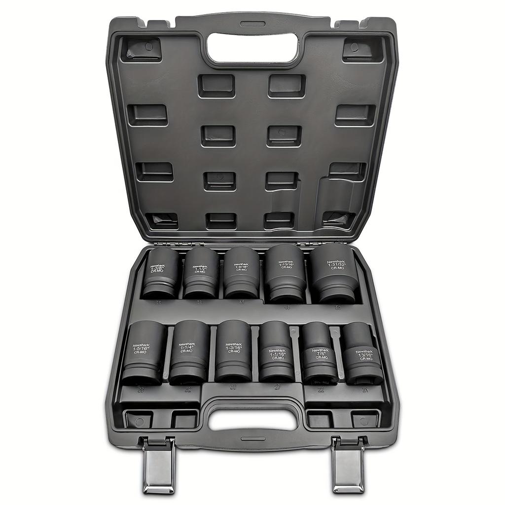 Набор глубоких торцевых головок, 11 шт., дюймовый (1-5/16"-1-31/32"),Набор торцевых головок с 6-гранным Cr-Mo шпинделем для авторемонта и домашнего ремонта