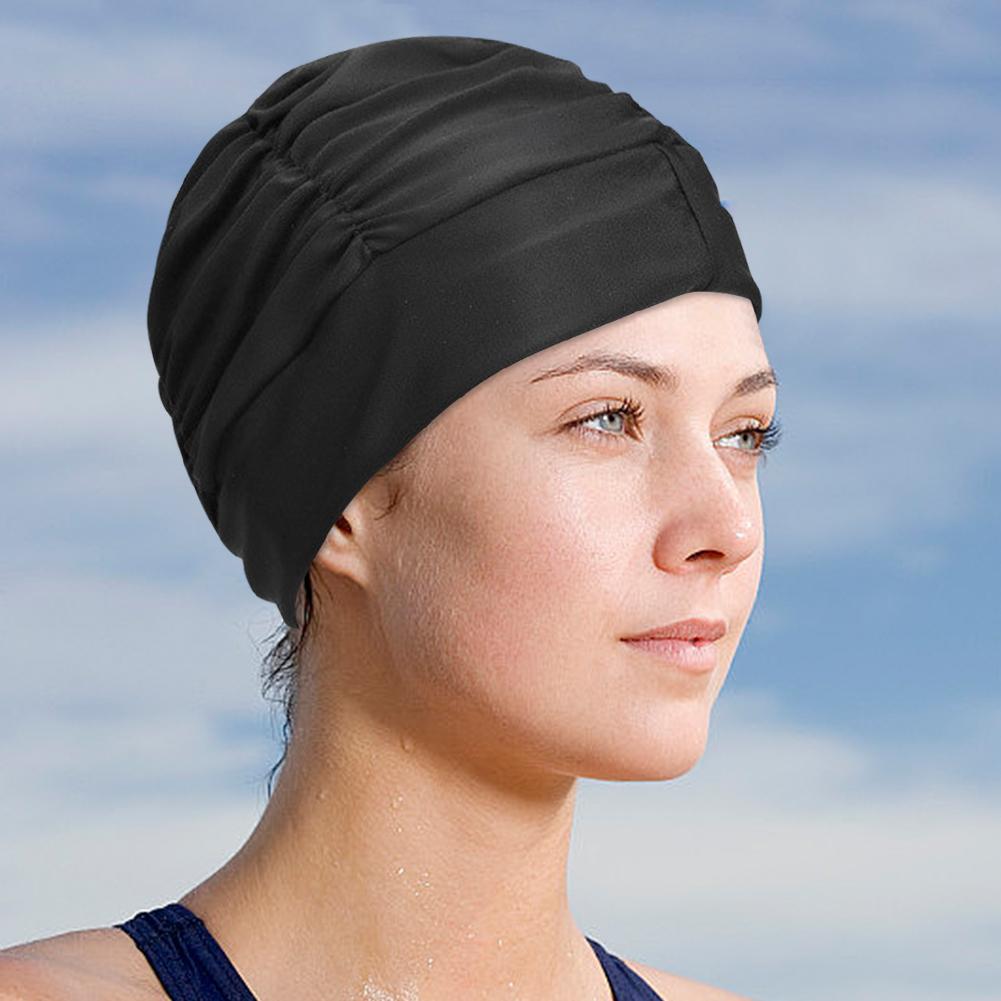 Шапочка для плавания для женщин, высокоэластичные шапочки для плавания для взрослых, полиэстеровые шапочки для плавания, удобные для длинных волос, накладных локонов