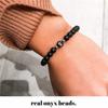 Black White Stone 26 Letters Bracelet Handmade DIY for Women Men Couple Jewelry Friendship Lucky Bead Elastic Bracelet Kids Gift