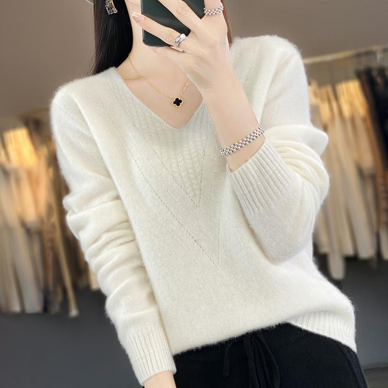Женский кашемировый свитер Qinghe cashmere 30% кашемир 70% шерсть Женский осенне-зимний кашемировый свитер мягкий и теплый