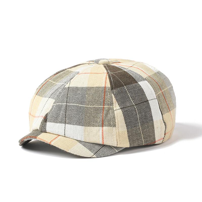 Восьмиугольная кепка в литературном стиле, берет в клетку в стиле ретро, мужская кепка газетчика, женская кепка в европейском и американском стиле