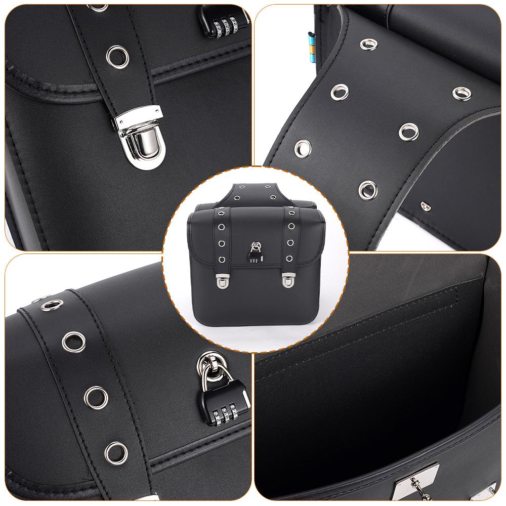 2 шт. Универсальная мотоциклетная боковая кофра из ПУ кожи, сумка для инструментов и багажа, седло для Honda/Suzuki/Kawasaki/Yamaha, черная