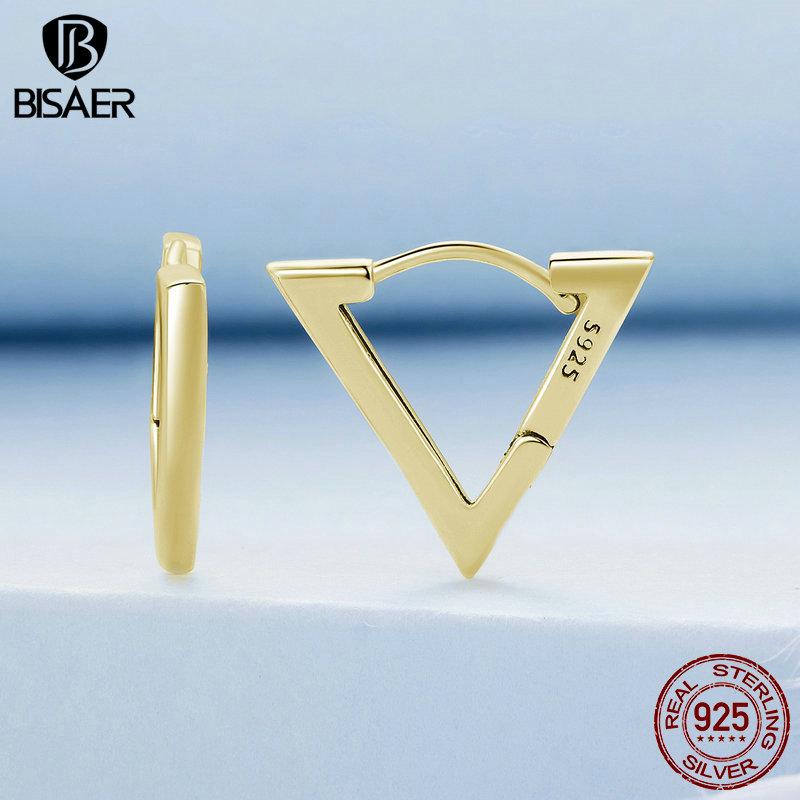 Bisaer Маленькие треугольные серьги из стерлингового серебра 925 пробы для женщин, геометрические серьги-кольца, гипоаллергенные серьги для женщин и девочек