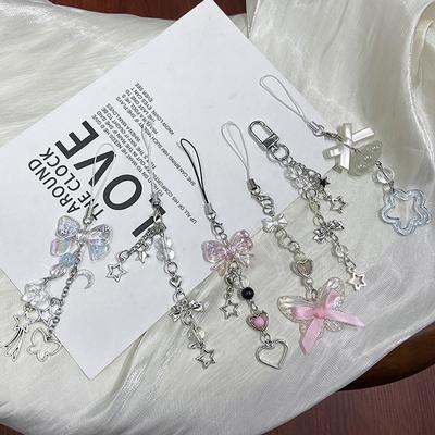 1 шт. Милая бабочка, бусина ручной работы, милая девушка, брелок для ключей для IP 11 камеры, кавайный Y2K Love, пятиконечная звезда, телефонные подвески, кулон