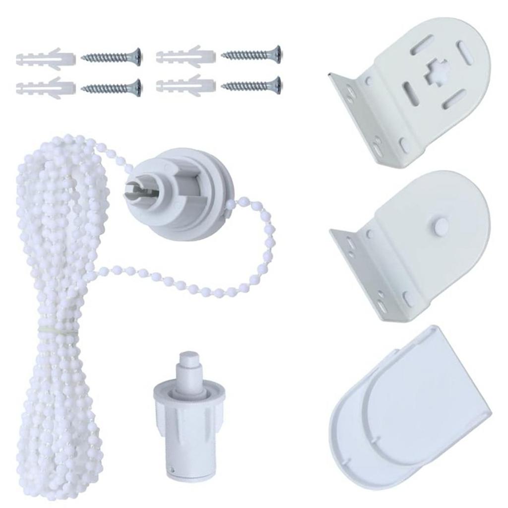 32mm Roller Blind Fittings Kits with Beaded Chain and Screws White Curtain Shade Repair Accessories for Home and Office