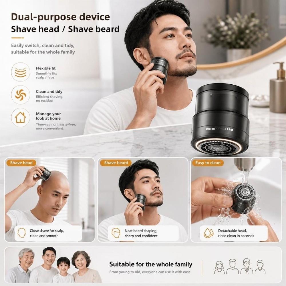 2-in-1 Electric Hair Clipper Rechargeable Hair Trimmer Mini Beard Trimmer Hair Cutting