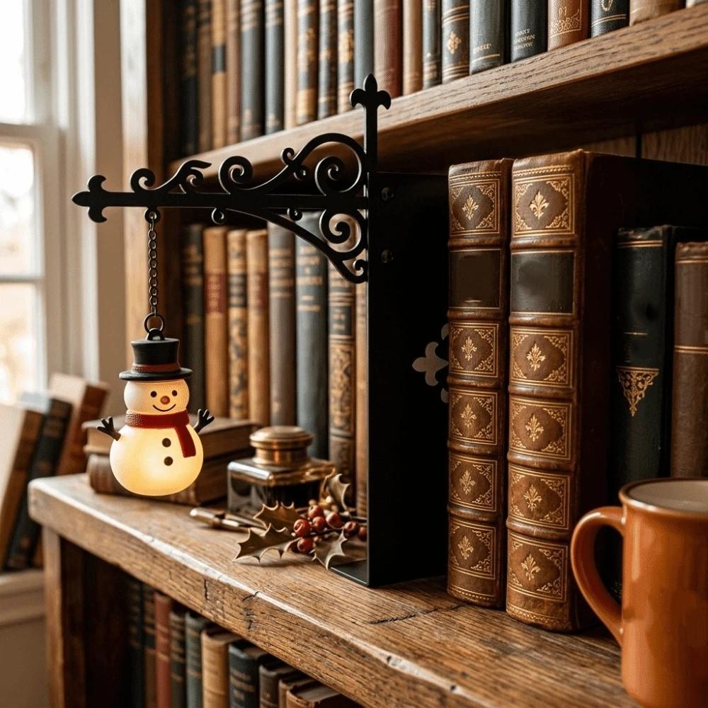 Retro Bookshelf Lantern Light Iron Art LED Library Lantern Christmas Bookmark Light Reading Space