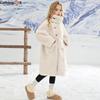 Искусственная норка бархатное пальто средней длины меховое пальто зимний новый свитер для девочек зимняя одежда