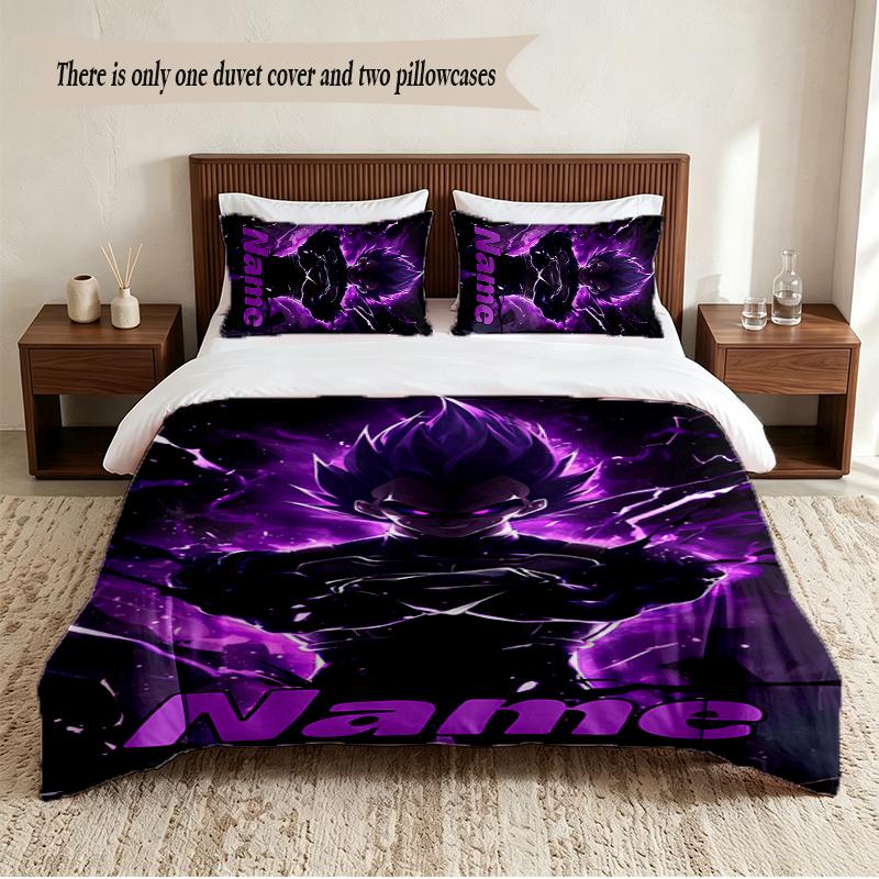 Vegeta Personalized Custom Name 3‑Piece Bedding Set Soft Duvet Cover Set For Bedroom Home Decor