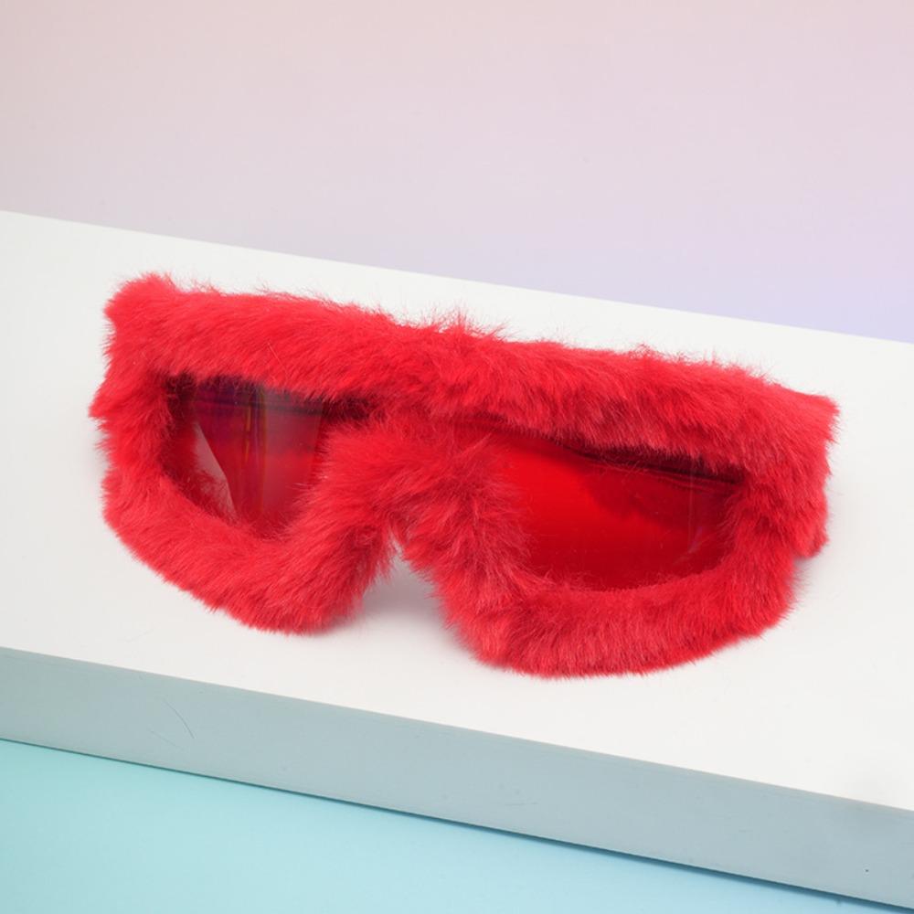Soft Winter Sunglasses Furry Party Sunglasses Plush Sunglasses  Winter Christmas Halloween Party