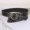 Пояс из ПУ кожи с металлическими заклепками, регулируемый корсет на талию, готический широкий кушак, наряды