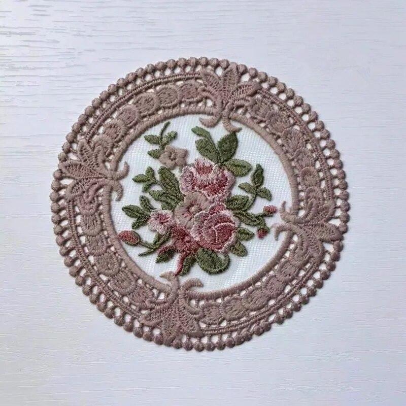 Round Embroidered Style Placemat Heat Resistant Bowls Coffee Cups Coaster For Dining Table Anti-Skid Tea Cup Pads Table Decor