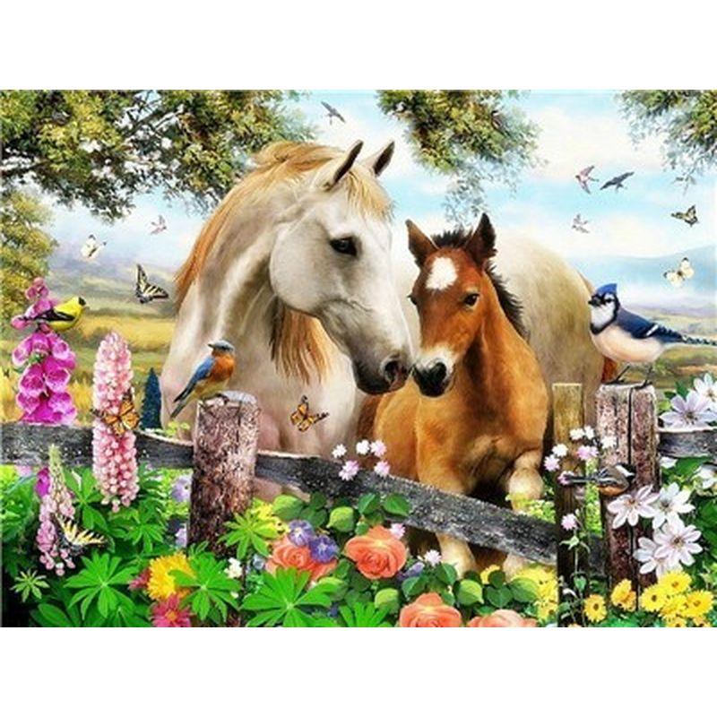 Round Horse Painting Full Diamond Diamond Embroidery Animals Picture 5d Diy Mosaic Rhinestone Home Decoration