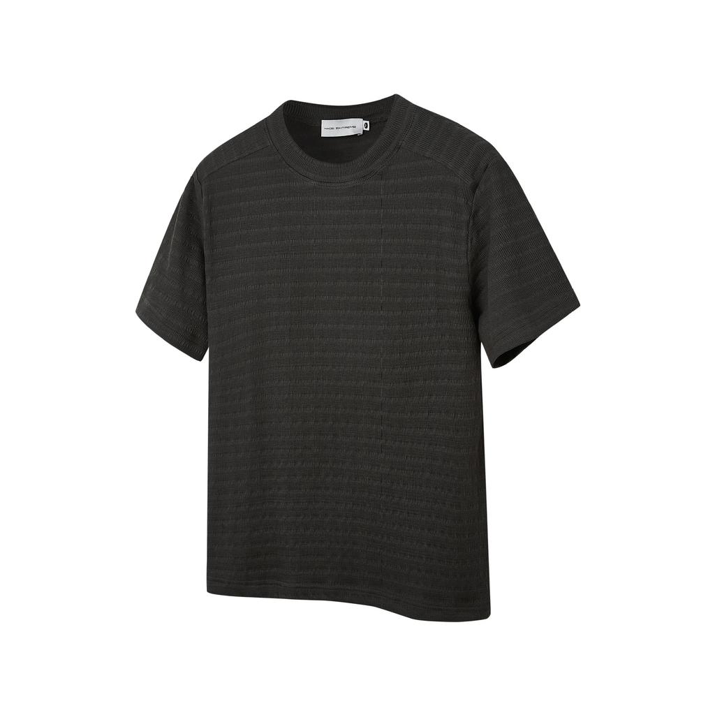 Summer Men's Quiet Luxury Textured Blend Basic Jacquard Slim Fit Solid Crew Neck Knit Short Sleeve T-Shirt