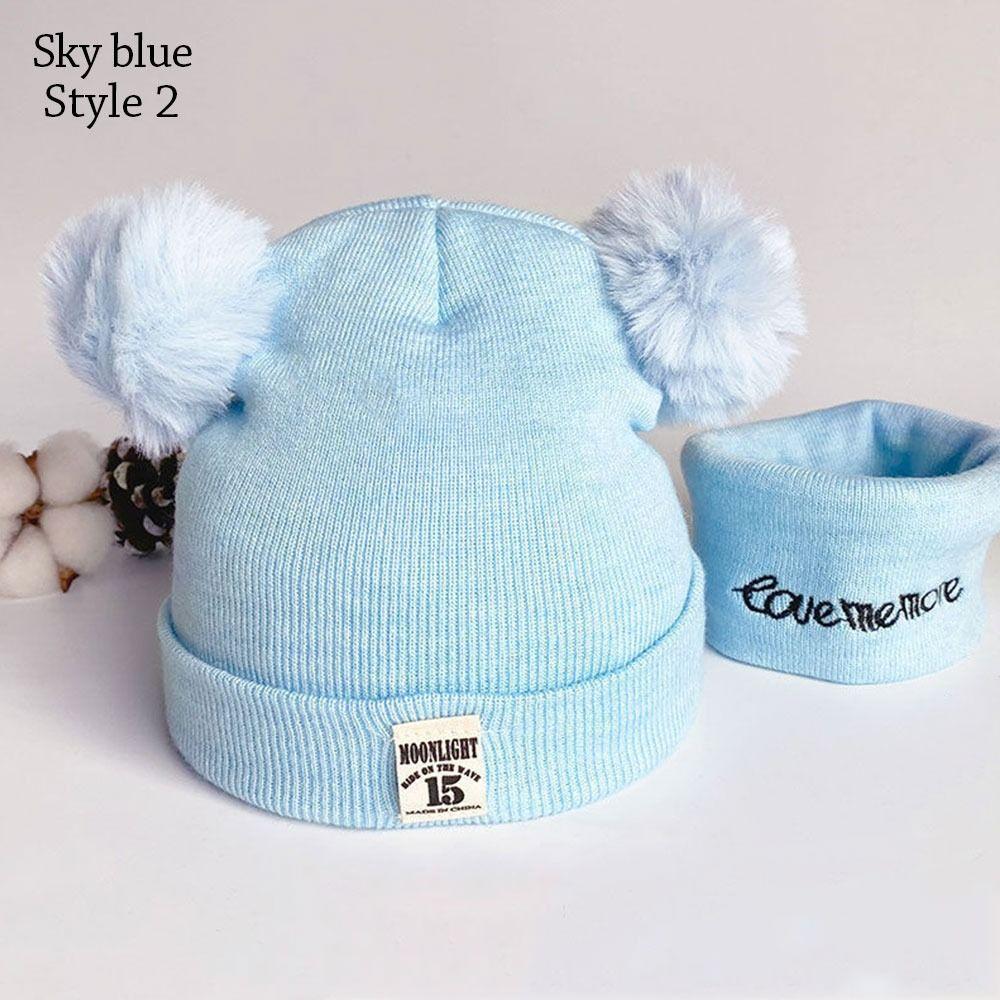 Windproof Baby Beanie Cap Ear Protection Hat Scarf Set Winter Kids Knitted Hat Toddler
