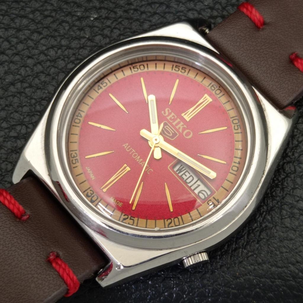 Б/У винтажные мужские часы SEIKO 5 AUTOMATIC 7009A из Японии с красным циферблатом a434980-2 R122-a434980