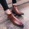Внешняя торговля Ботинки Мартин Мужские Ботинки с высоким верхом Классическая обувь Деловая кожаная обувь Свадебная обувь Коричневая Повседневная обувь Остроносая Мужская обувь
