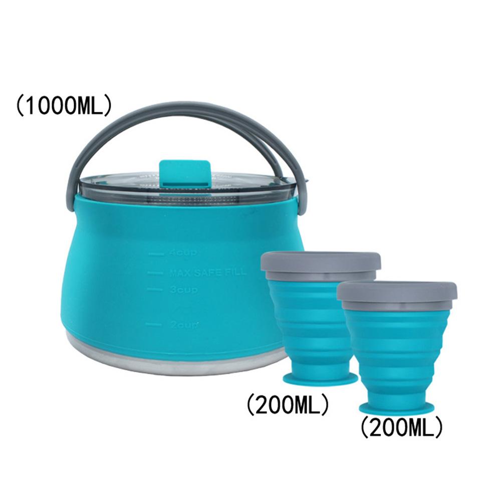 3/4/5 шт. Силиконовый складной чайник для кемпинга, кипящая вода, герметичная чашка для чая, кофе, кружка, посуда для отдыха на открытом воздухе, термостойкая.