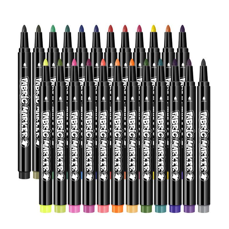 Маркеры для ткани перманентные, 12/24 цвета, с двойным наконечником (тонким и скошенным), краски-маркеры для одежды, холщовых сумок, футболок и обуви
