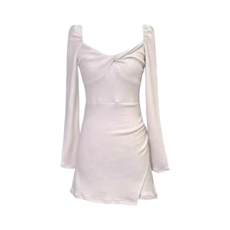 Temperament slim-fitting sexy figure knitted dress women's autumn and winter new super good-looking bottom hip-wrapped short skirt