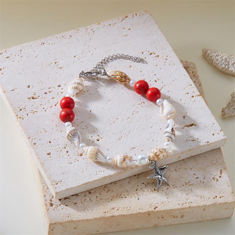 Beach Ocean Shell Jewelry Fashionable and Versatile Summer Conch Beaded Pendant Bracelet
