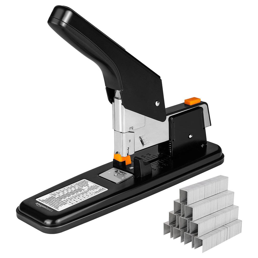 Amazon Basics Desktop Stapler, Large, Heavy-Duty, 210-Sheet Capacity, Black