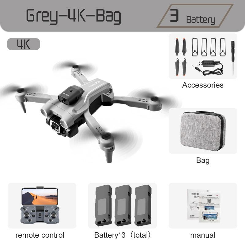 Новый радиоуправляемый дрон K9Pro с двойной камерой 4K, профессиональный широкоугольный оптический позиционирование потока, четырехсторонний мини-складной квадрокоптер для предотвращения препятствий