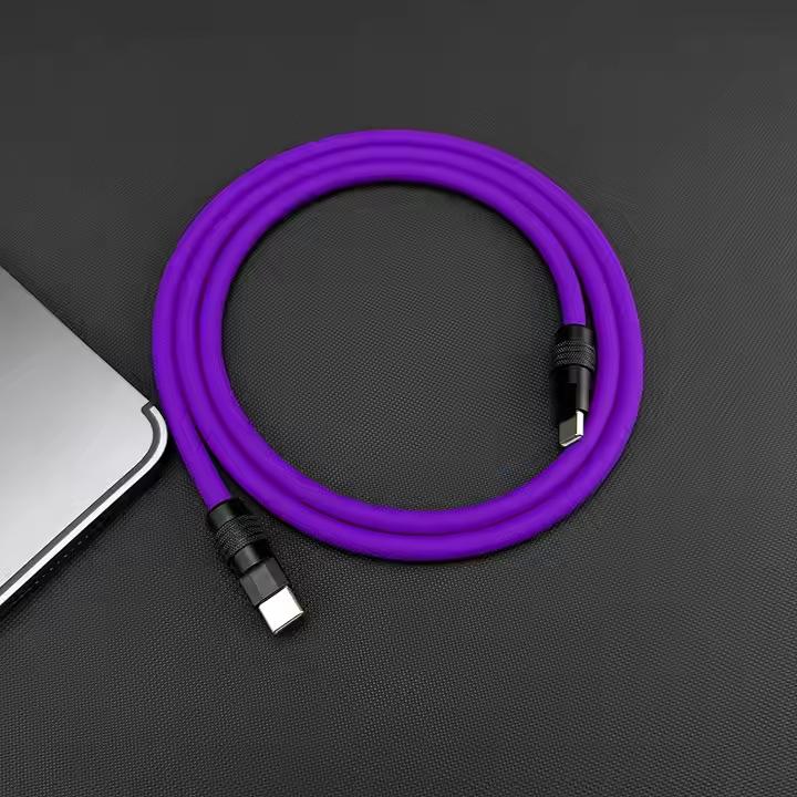 100W Super Fast Charging Cable Zinc Alloy Liquid Silicone Type-C to Type-C Fast Charging Cable for iphone macbook Android