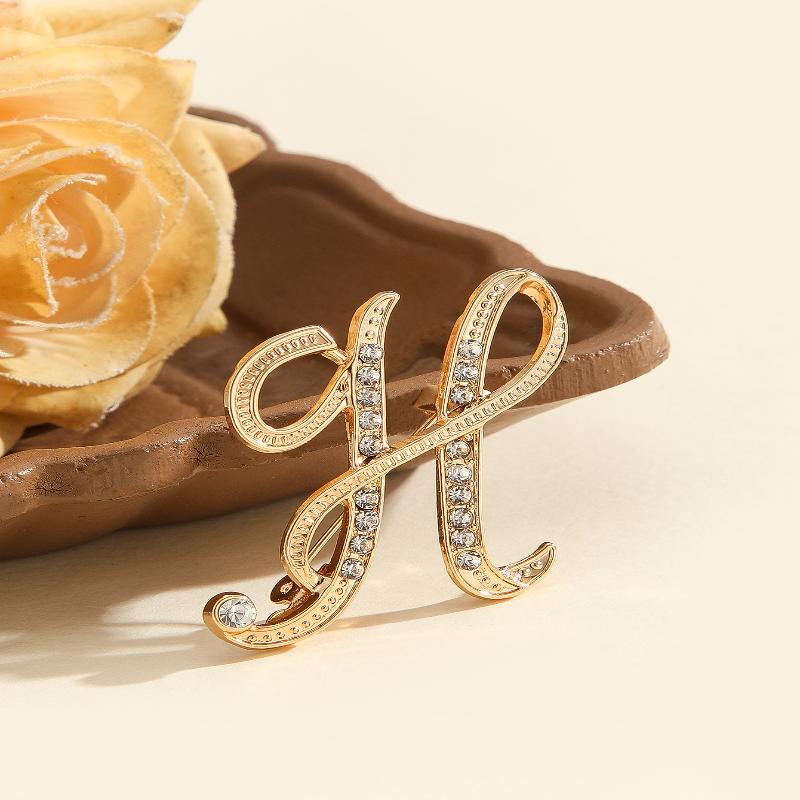 Женская брошь в виде буквы от A до Z, стразы, кристалл, золотистый цвет, английский алфавит, металлические значки, милая брошь, ювелирные аксессуары, подарок