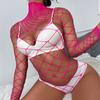 New Fashion Bodystocking Long-sleeved Mesh Hand Hot Drill Bodysuit Lingerie