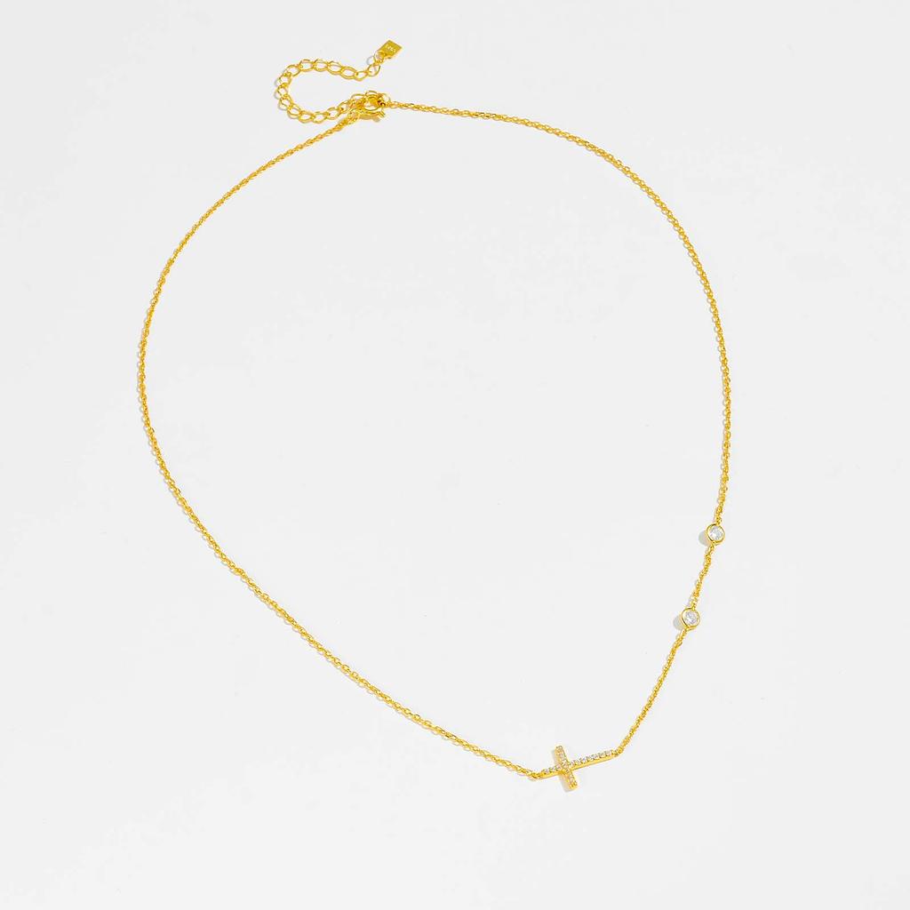 ANDYWEN Ожерелье с подвеской в ​​виде креста из 100% стерлингового серебра 925 пробы с двумя циркониями, женское роскошное классическое изысканное ювелирное изделие ко Дню святого Валентина