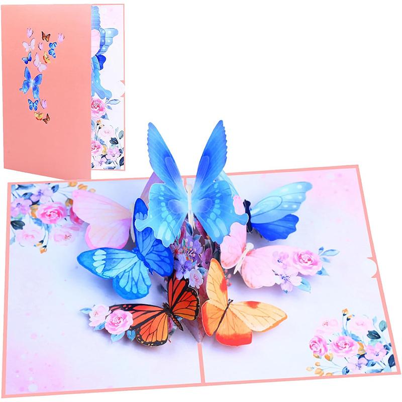 Pop Up Birthday Cards For Women, 3d Pop Up Flower Butterfly Card For Her, Daughter, Sister, Girlfriend, Girls, Attach A Delicate Envelope