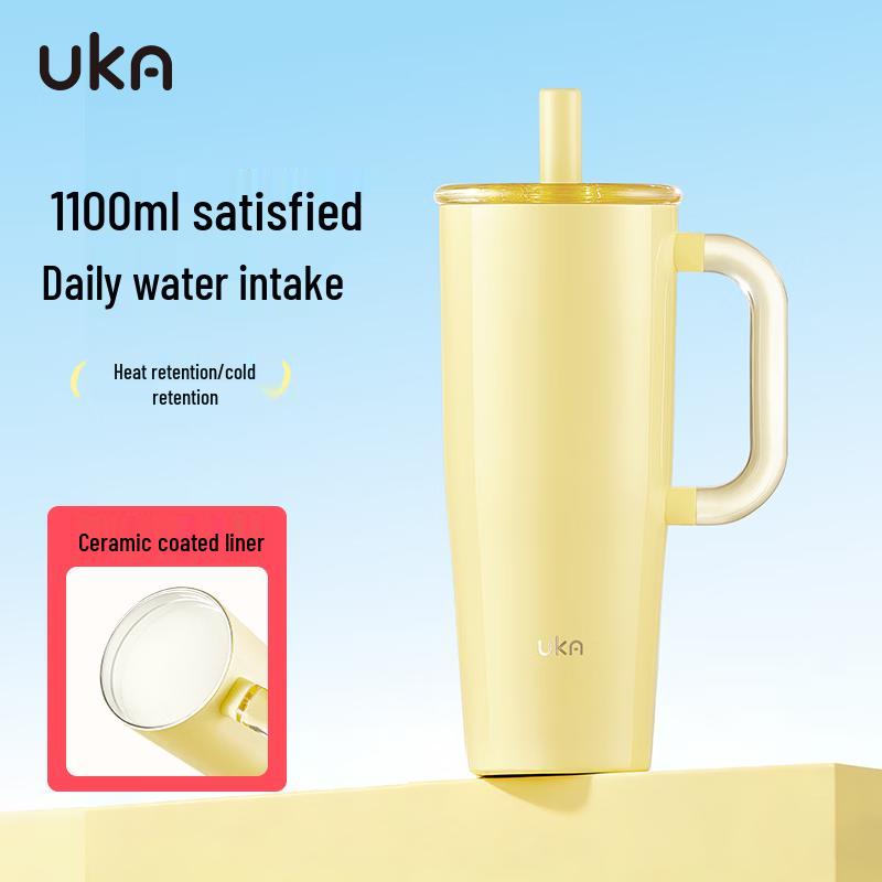 Термокружка UKA Jumbo 316L с керамическим покрытием и соломинкой